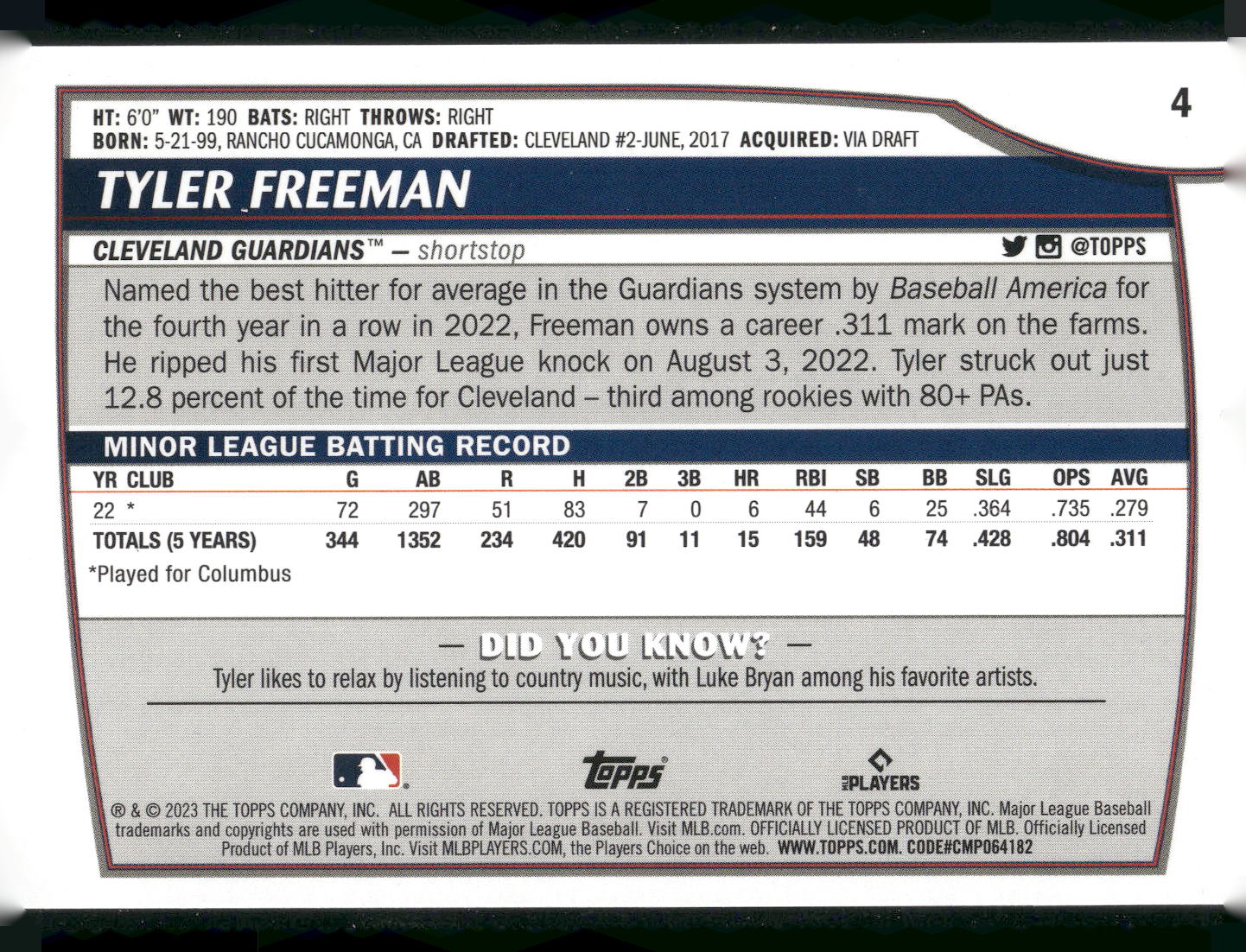 2023 Topps Big League #4 Tyler Freeman