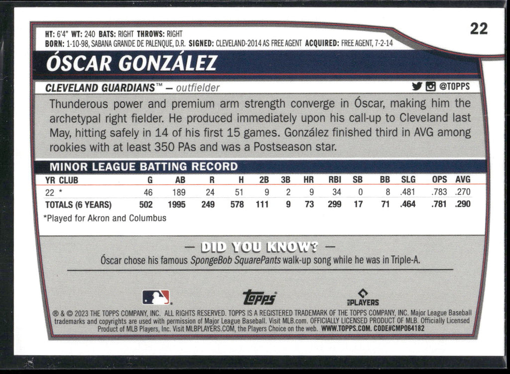 2023 Topps Big League #22 Óscar González