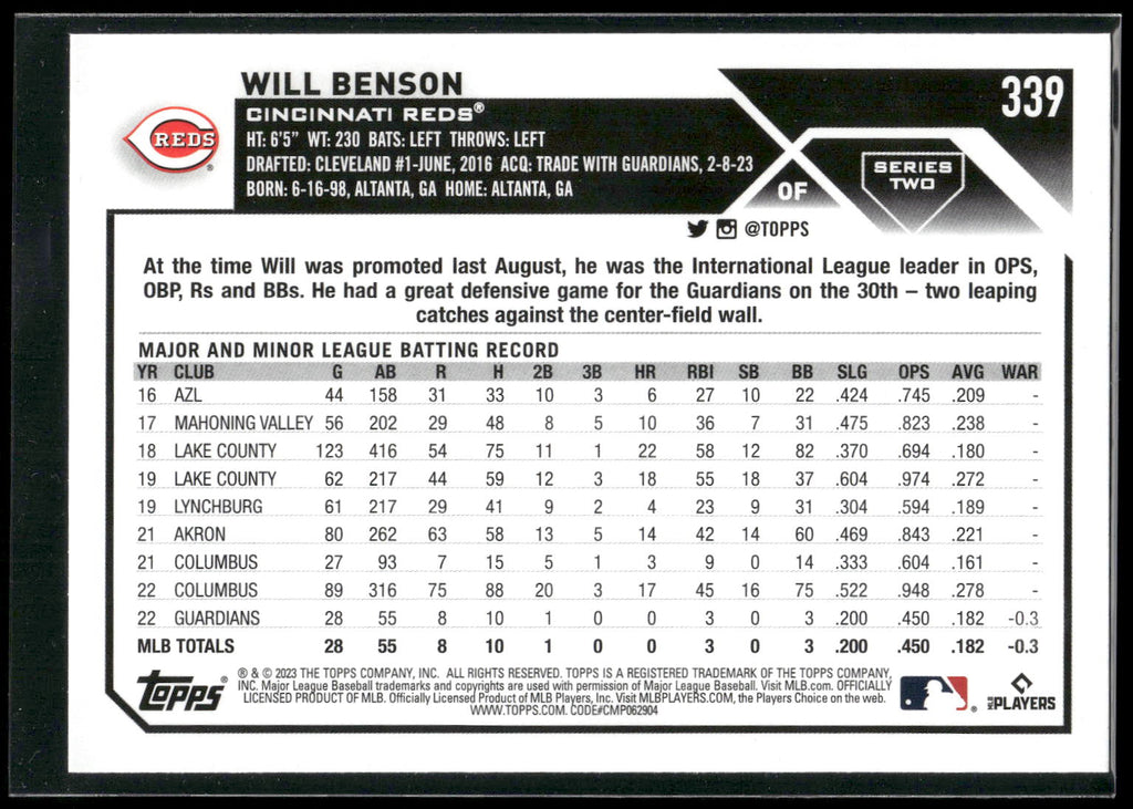 2023 Topps #339 Will Benson