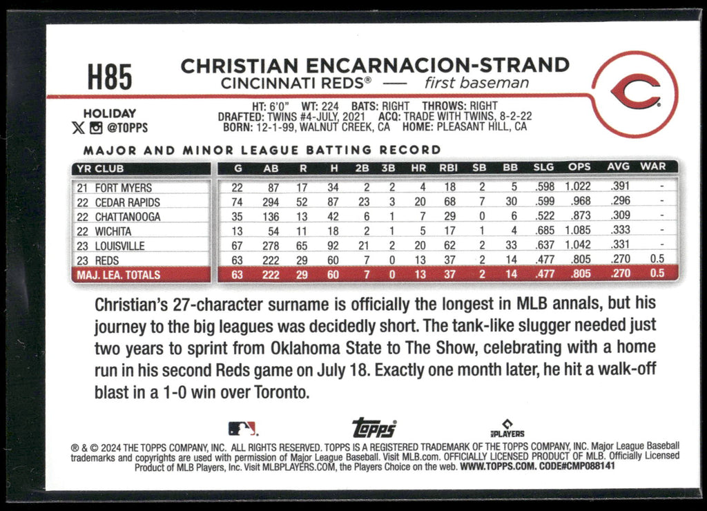 2024 Topps Holiday #H85 Christian Encarnacion-Strand