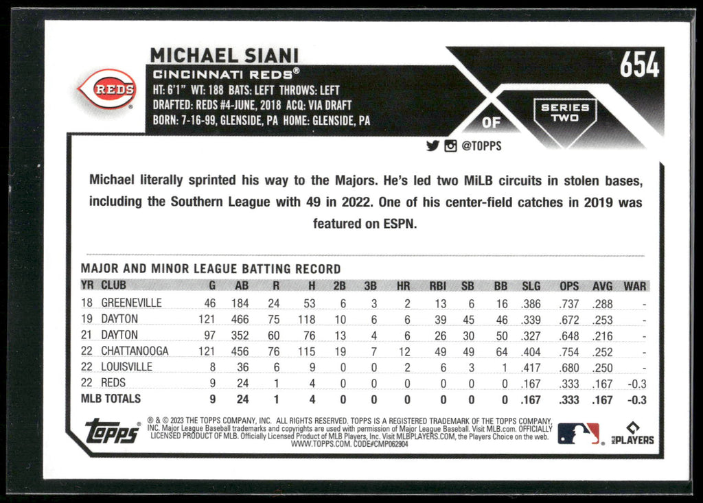 2023 Topps #654 Michael Siani