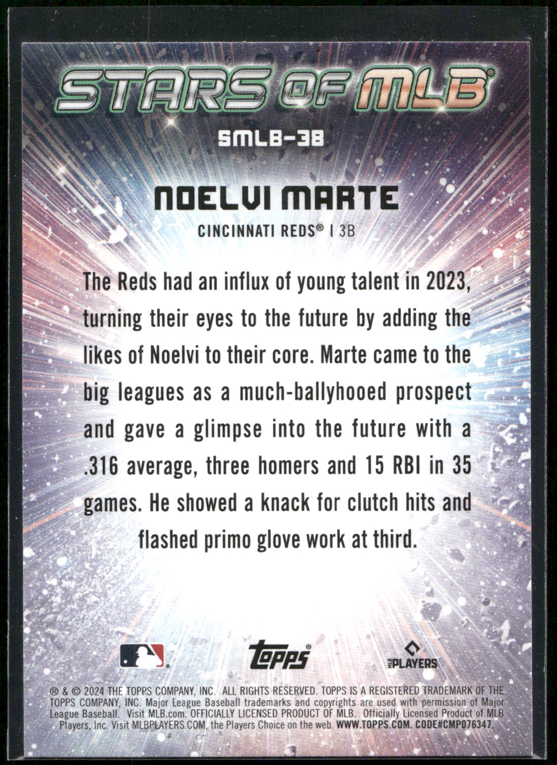2024 Topps #SMLB-38 Noelvi Marte Stars of MLB