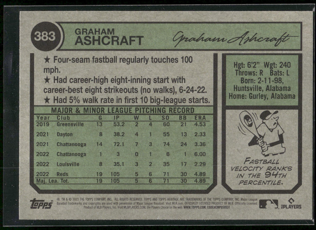2023 Topps Heritage #383 Graham Ashcraft