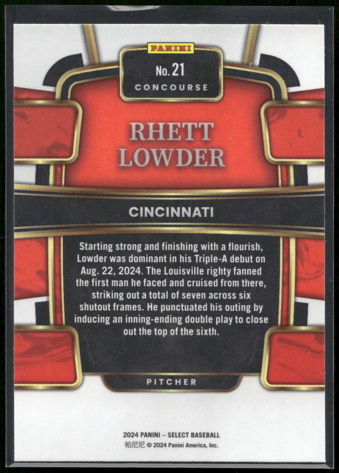 2024 Panini Select #21 Rhett Lowder