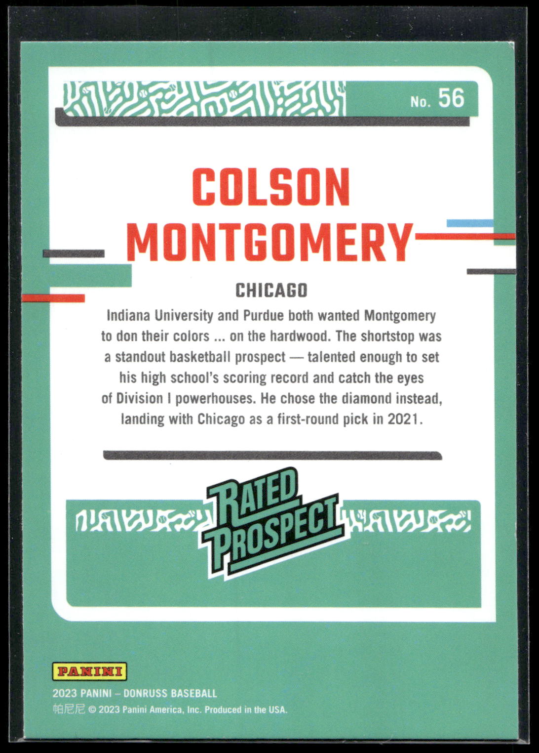 2023 Donruss #56 Colson Montgomery