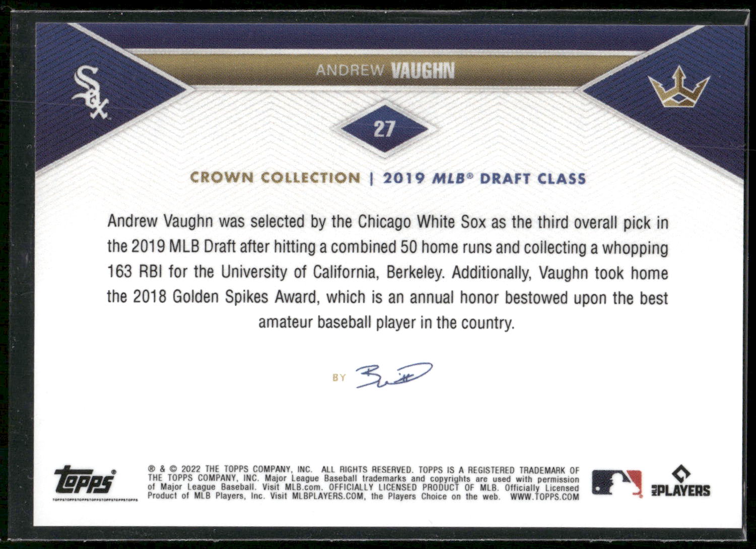 2022 Topps x Bobby Witt Jr. Crown Collection #27 Andrew Vaughn