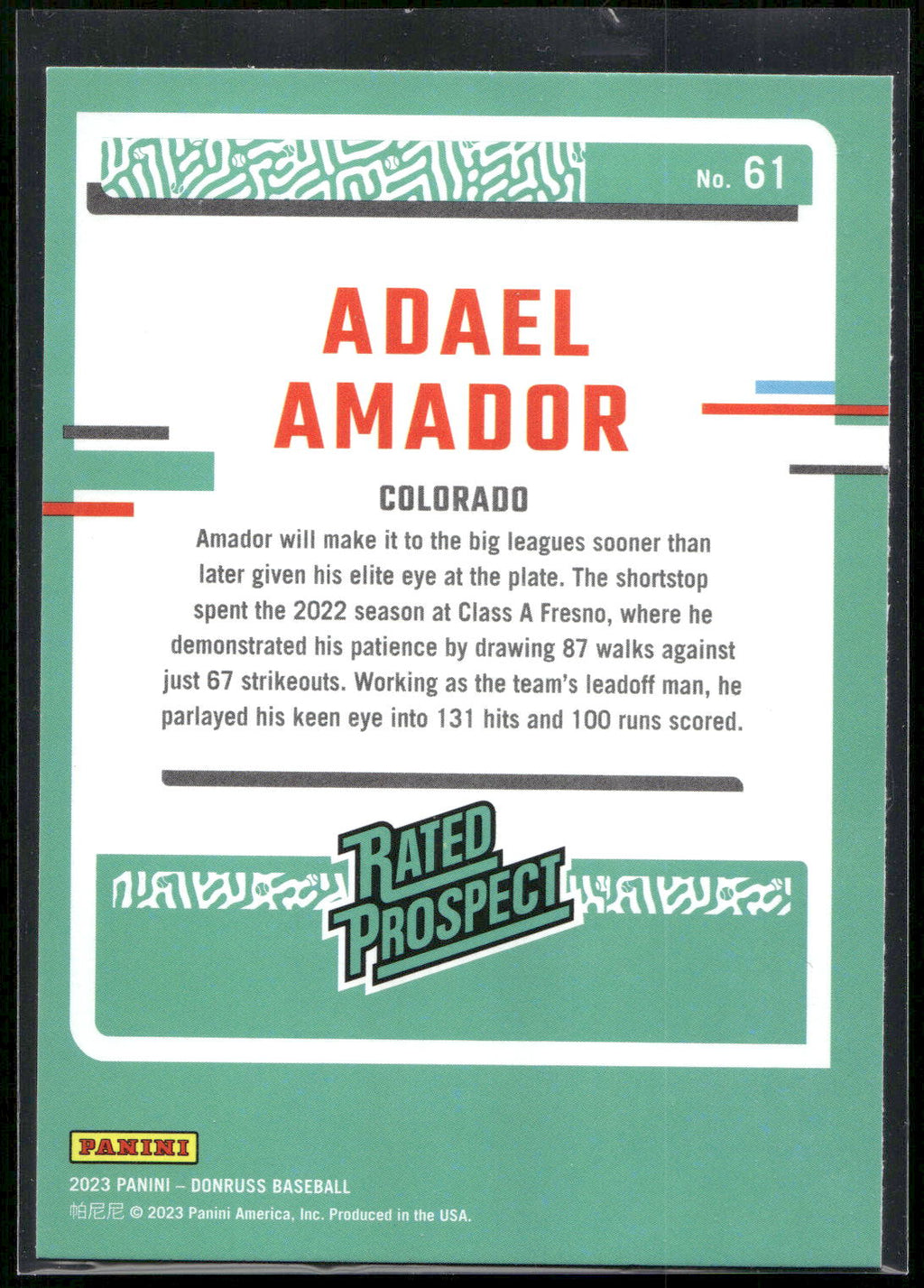 2023 Donruss #61 Adael Amador