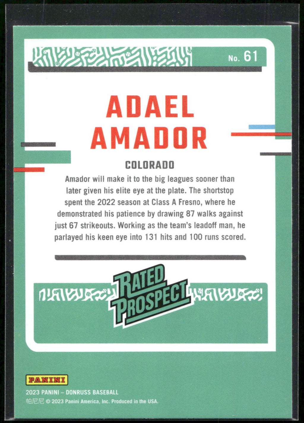 2023 Donruss #61 Adael Amador