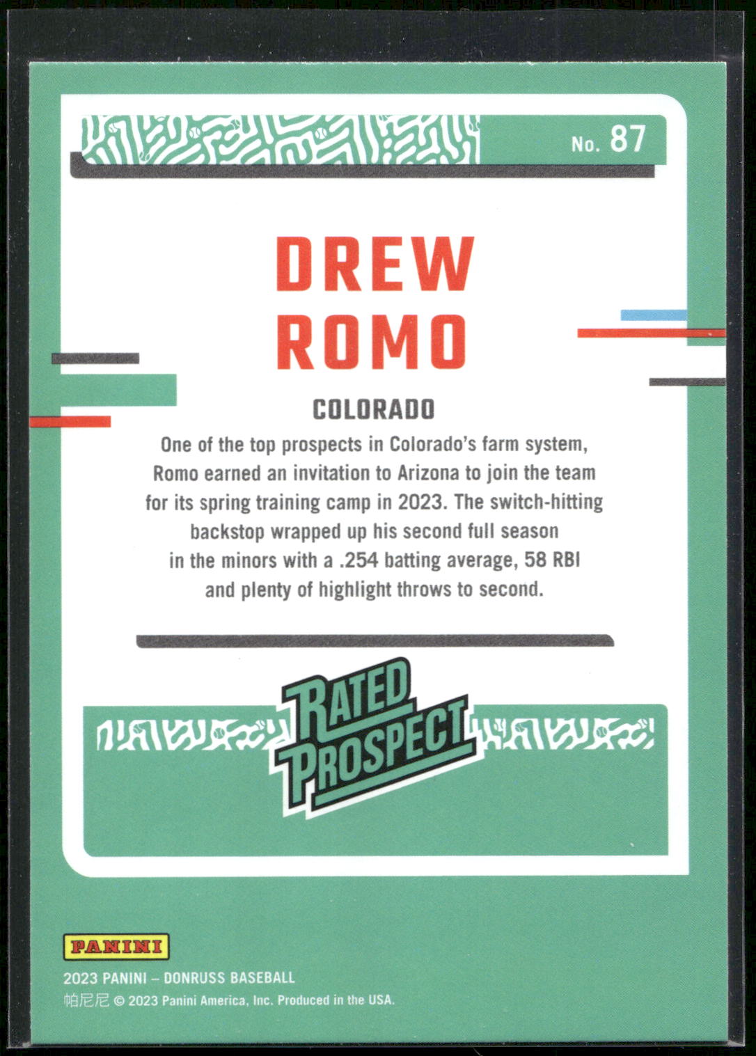 2023 Donruss #87 Drew Romo