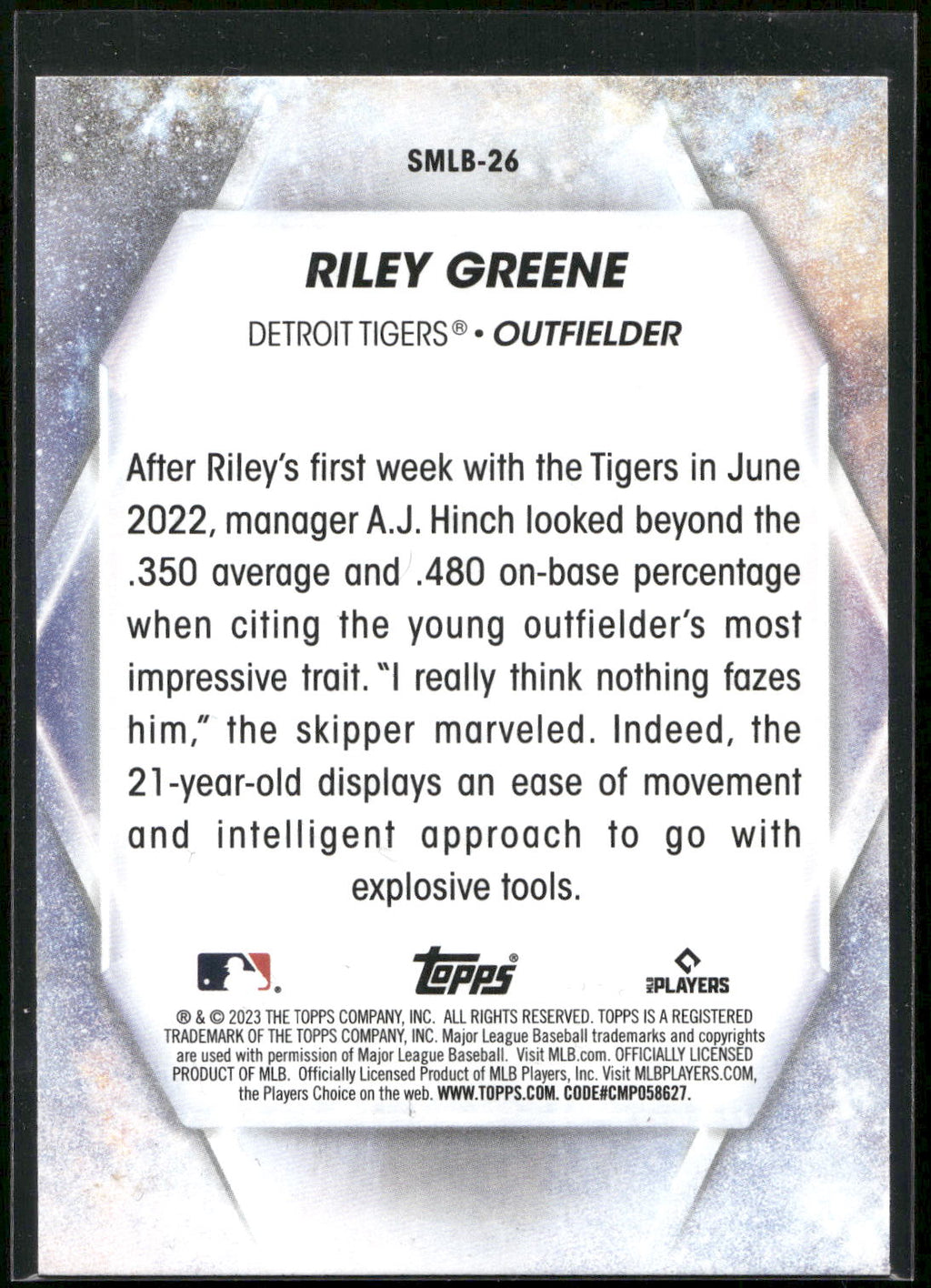 2023 Topps #SMLB-26 Riley Greene Stars of MLB
