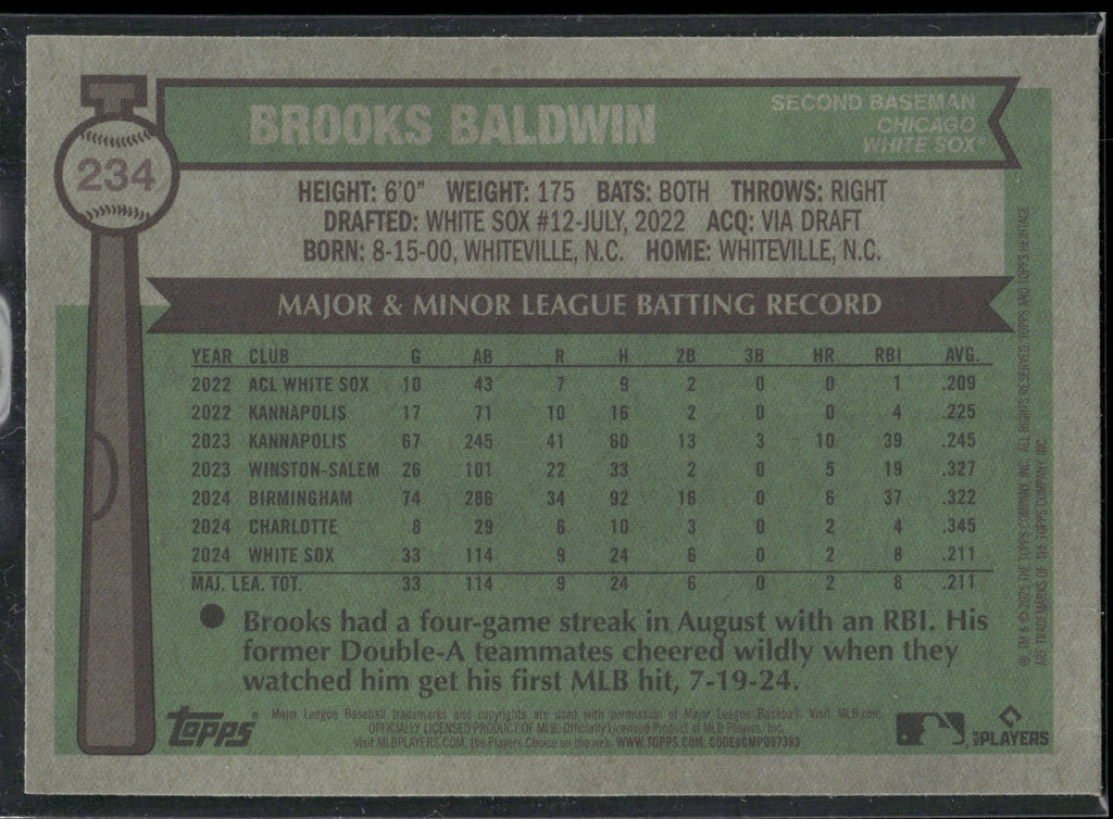 2025 Topps Heritage #234 Brooks Baldwin