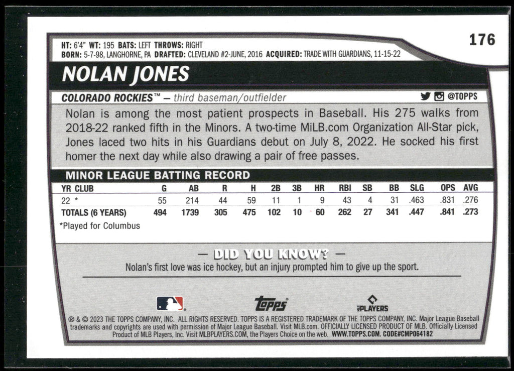 2023 Topps Big League #176 Nolan Jones