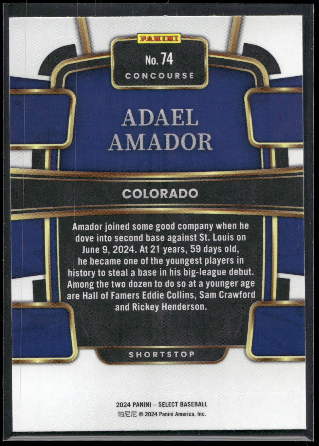 2024 Panini Select #74 Adael Amador