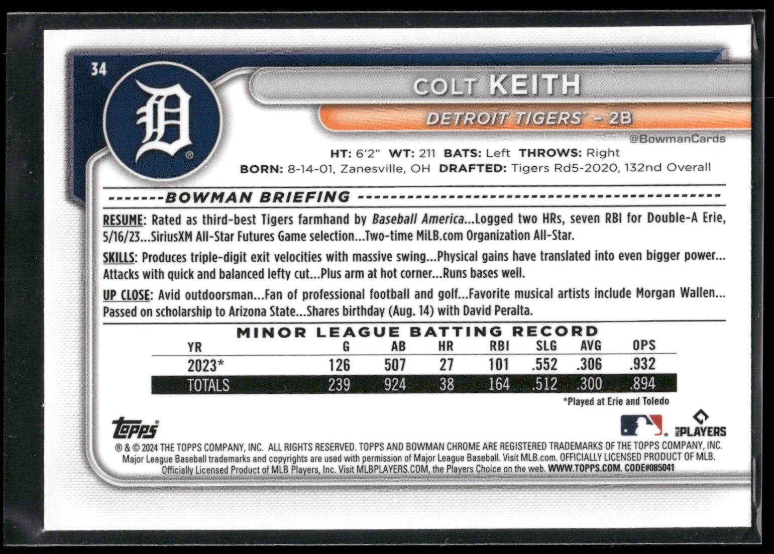 2024 Bowman Chrome #34 Colt Keith