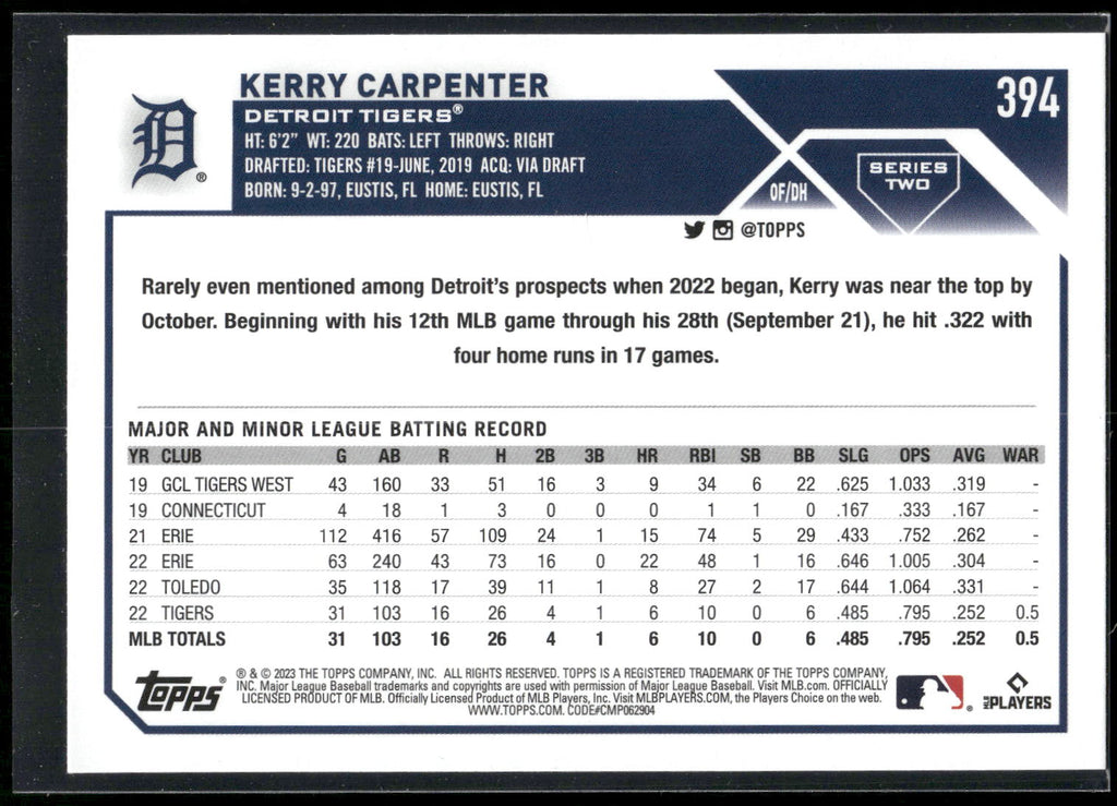 2023 Topps #394 Kerry Carpenter
