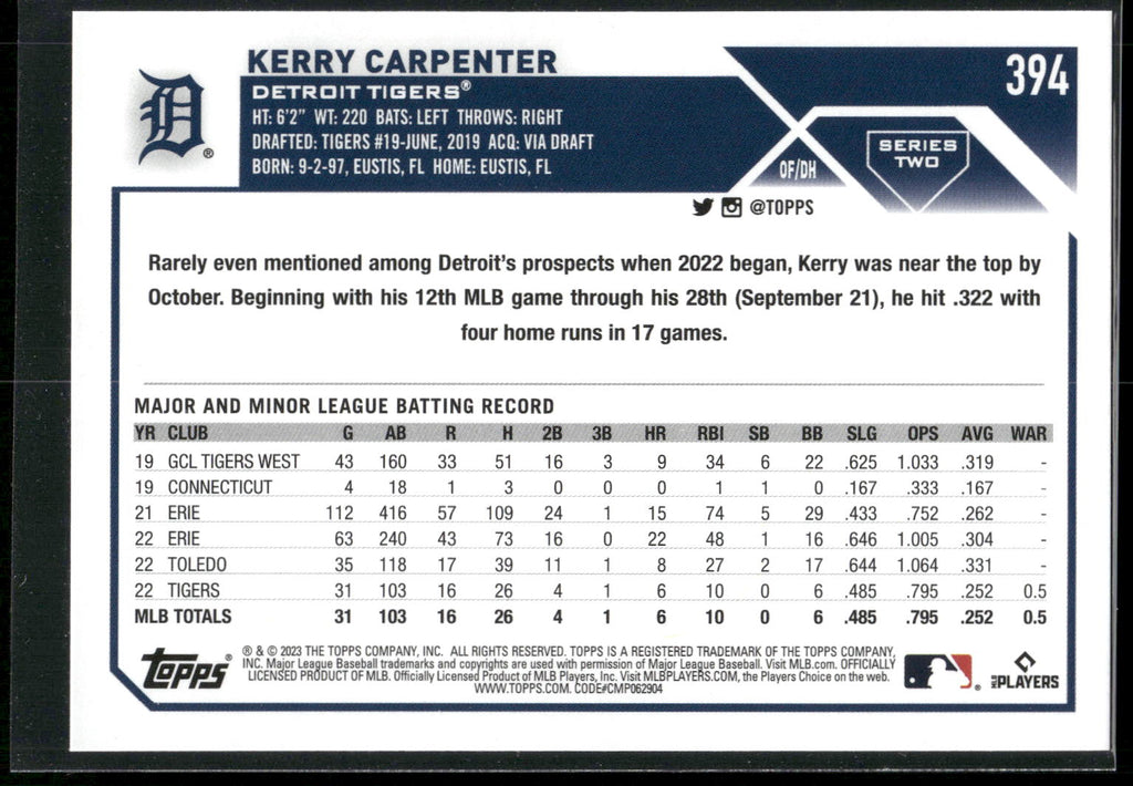 2023 Topps #394 Kerry Carpenter