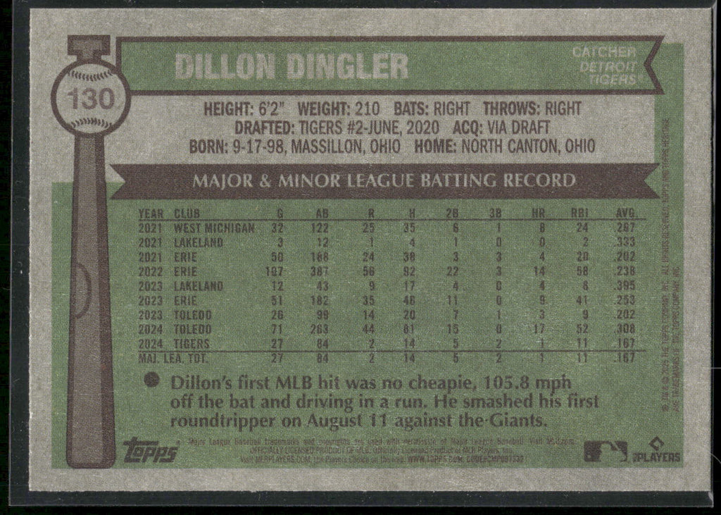 2025 Topps Heritage #130 Dillon Dingler