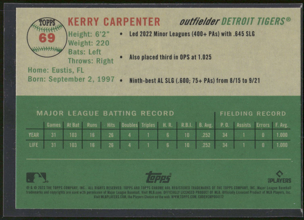 2023 Topps Chrome Platinum Anniversary #69 Kerry Carpenter
