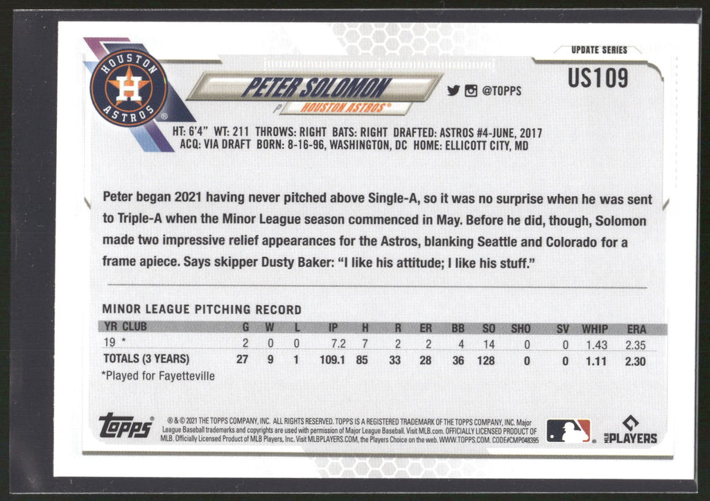 2021 Topps Update #US109 Peter Solomon