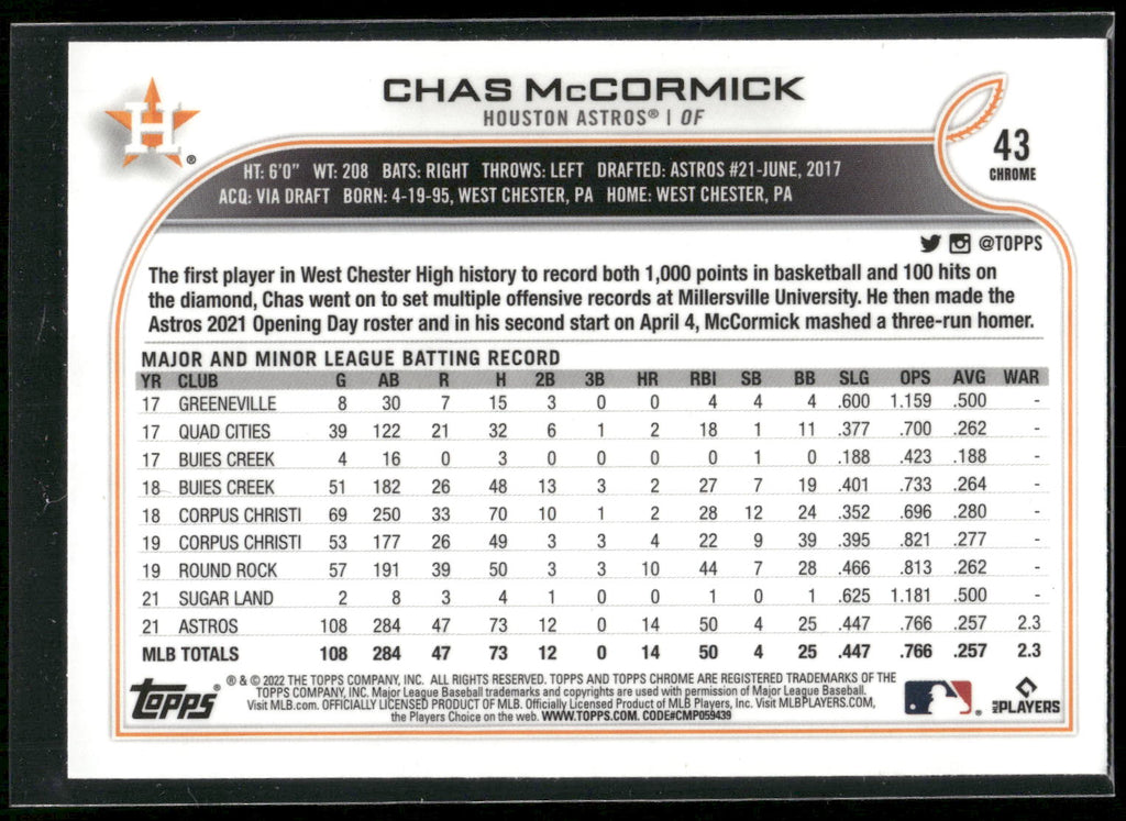 2022 Topps #135b Chas McCormick