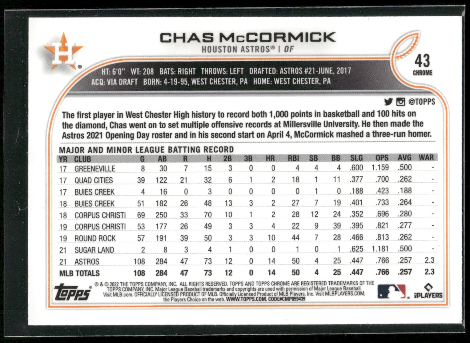 2022 Topps #135b Chas McCormick
