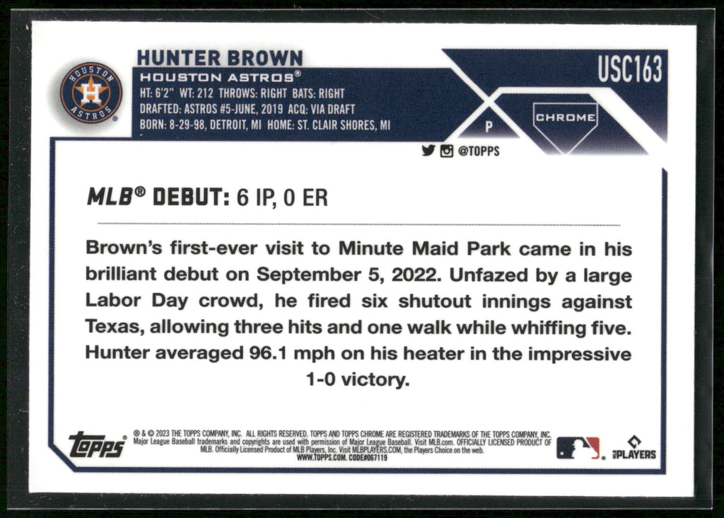 2023 Topps Chrome Update #USC163 Hunter Brown