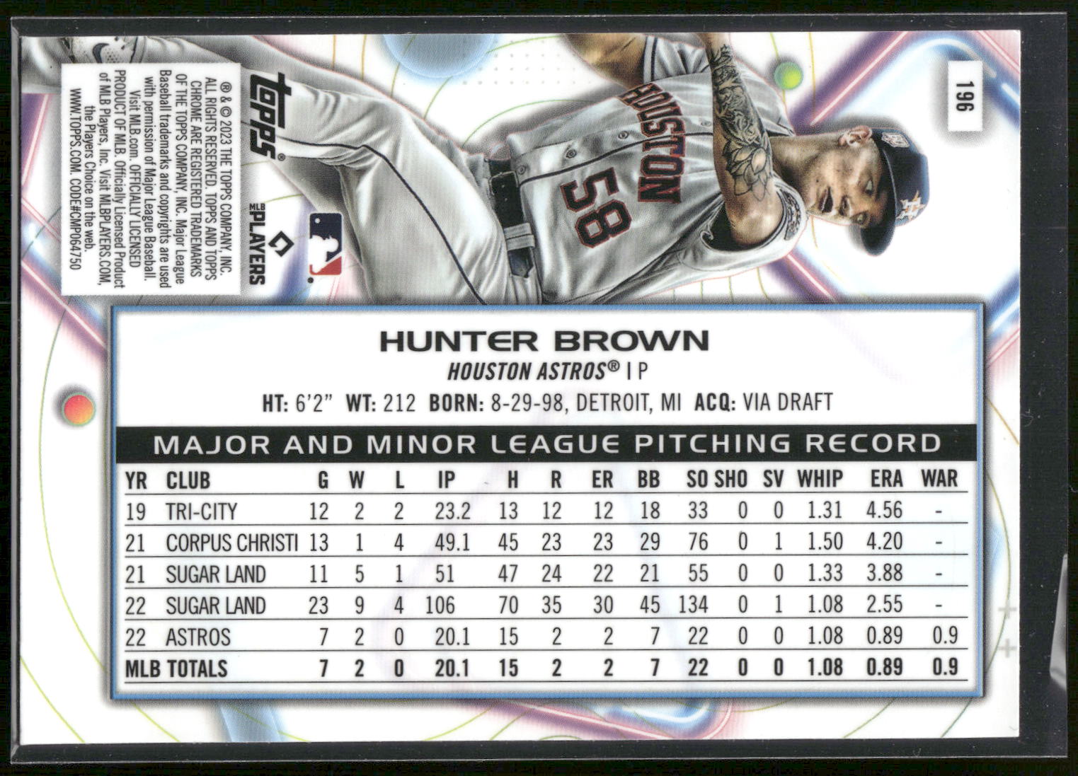 2023 Topps Chrome Cosmic #196 Hunter Brown