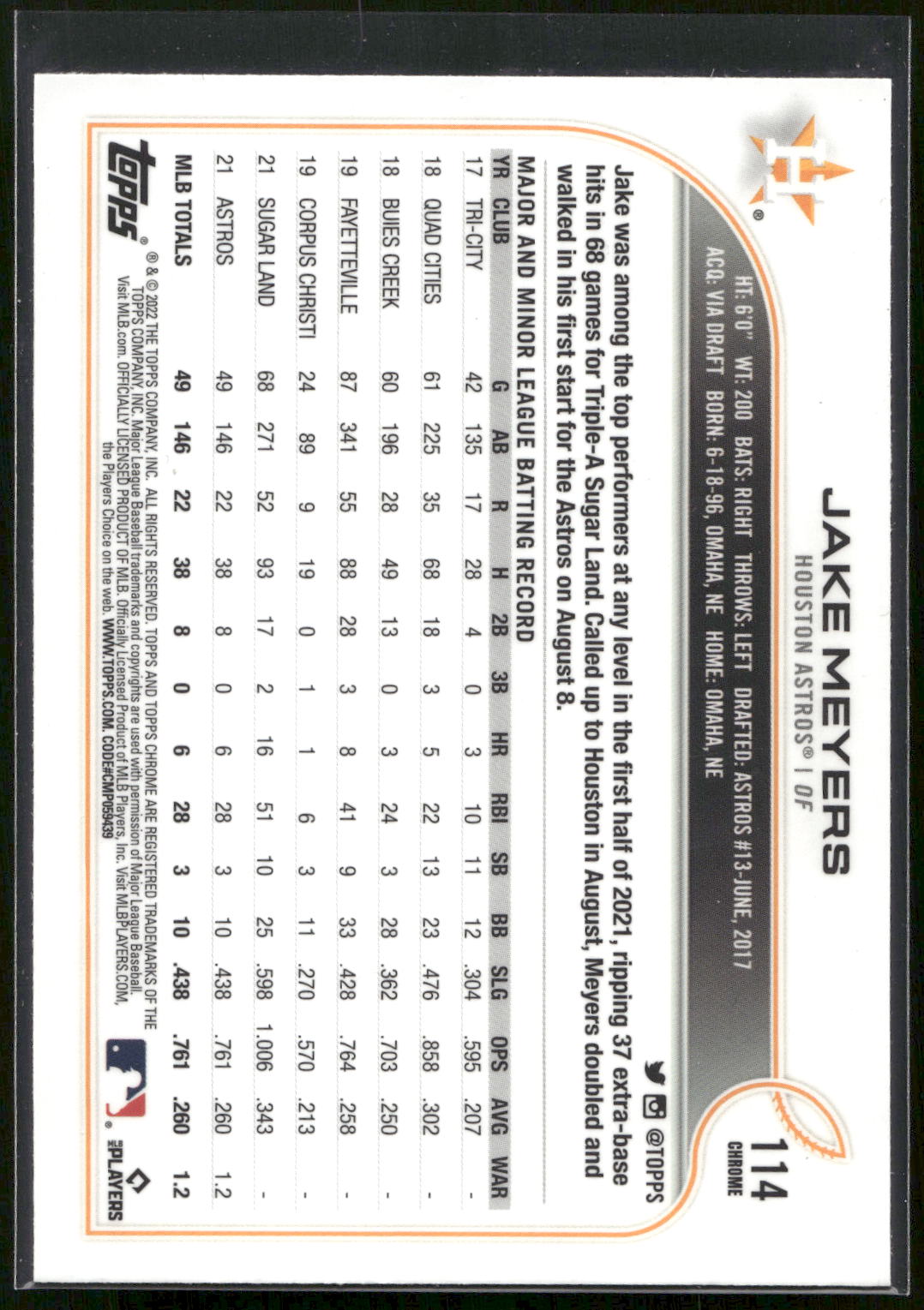 2022 Topps Chrome Sonic #114 Jake Meyers