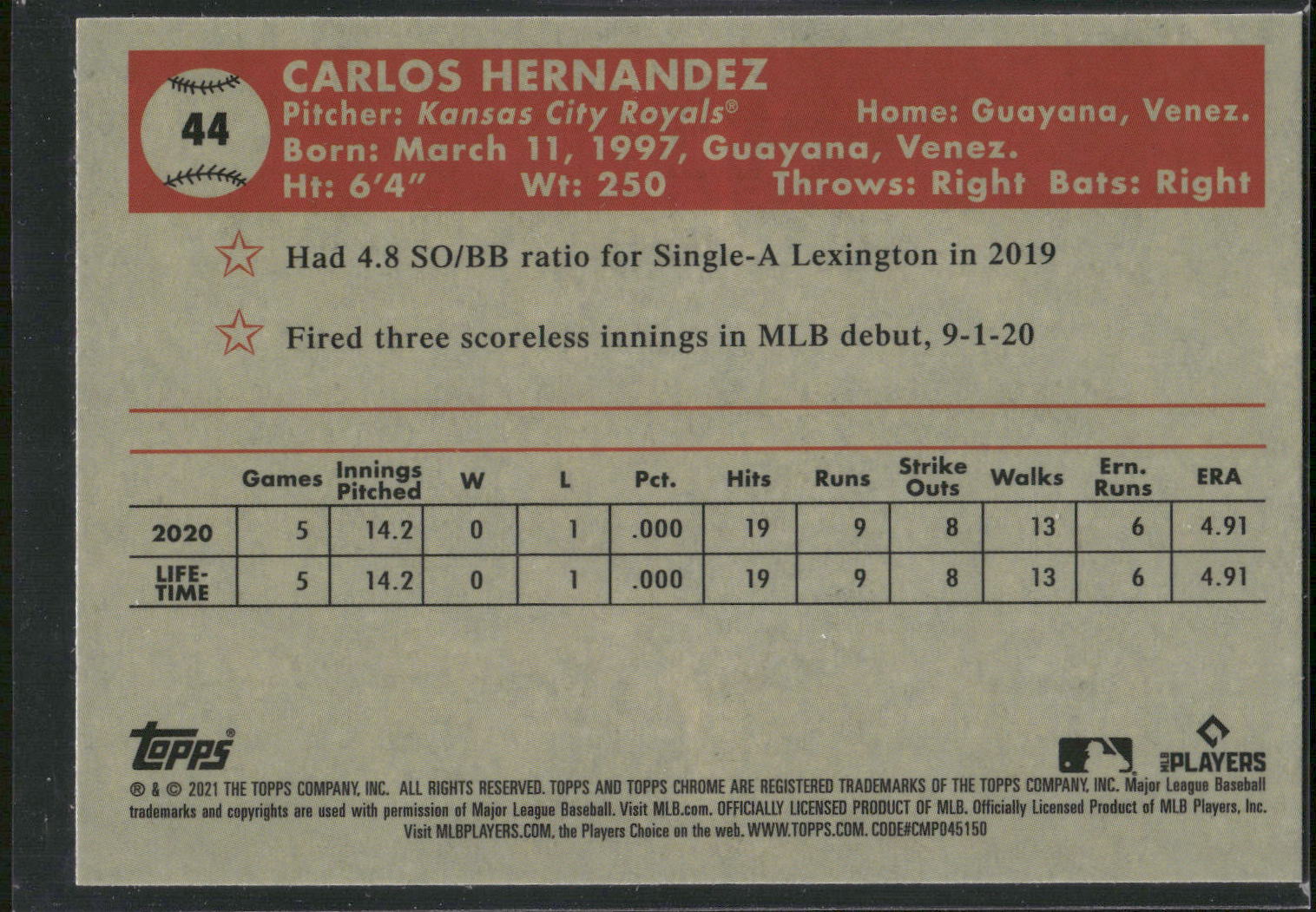 2021 Topps Chrome Platinum Anniversary #44 Carlos Hernandez