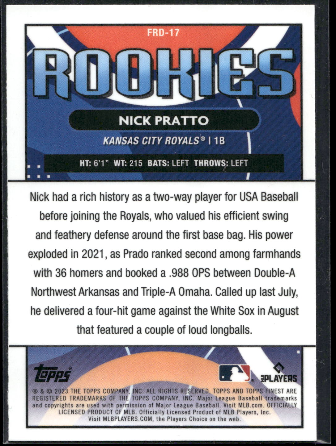 2023 Finest #FRD-17 Nick Pratto Finest Rookies