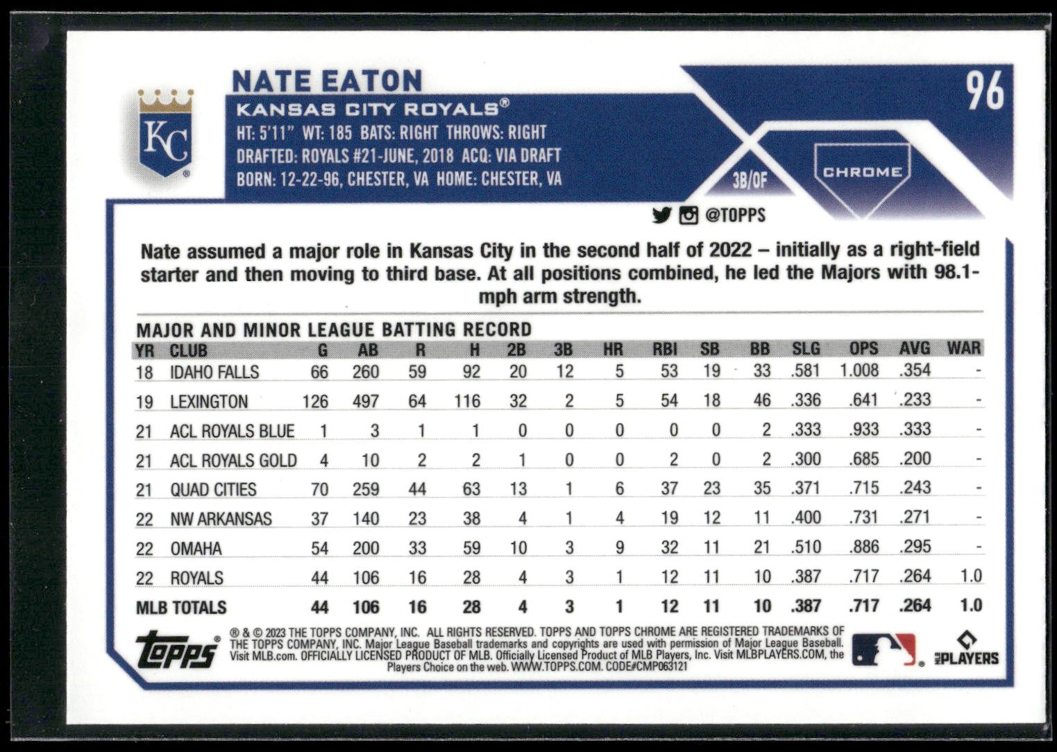 2023 Topps Chrome #96 Nate Eaton