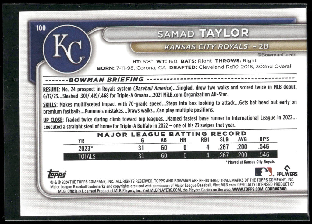 2024 Bowman #100 Samad Taylor