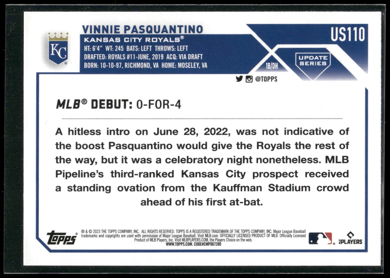 2023 Topps Update #US110 Vinnie Pasquantino