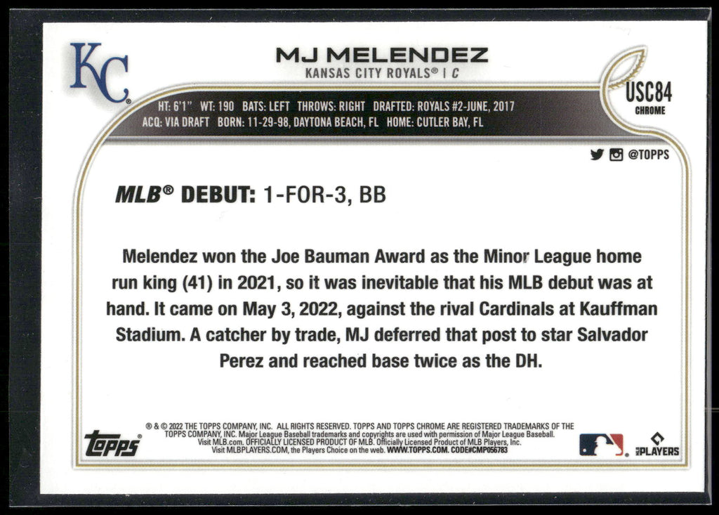 2022 Topps Update #US73 MJ Melendez