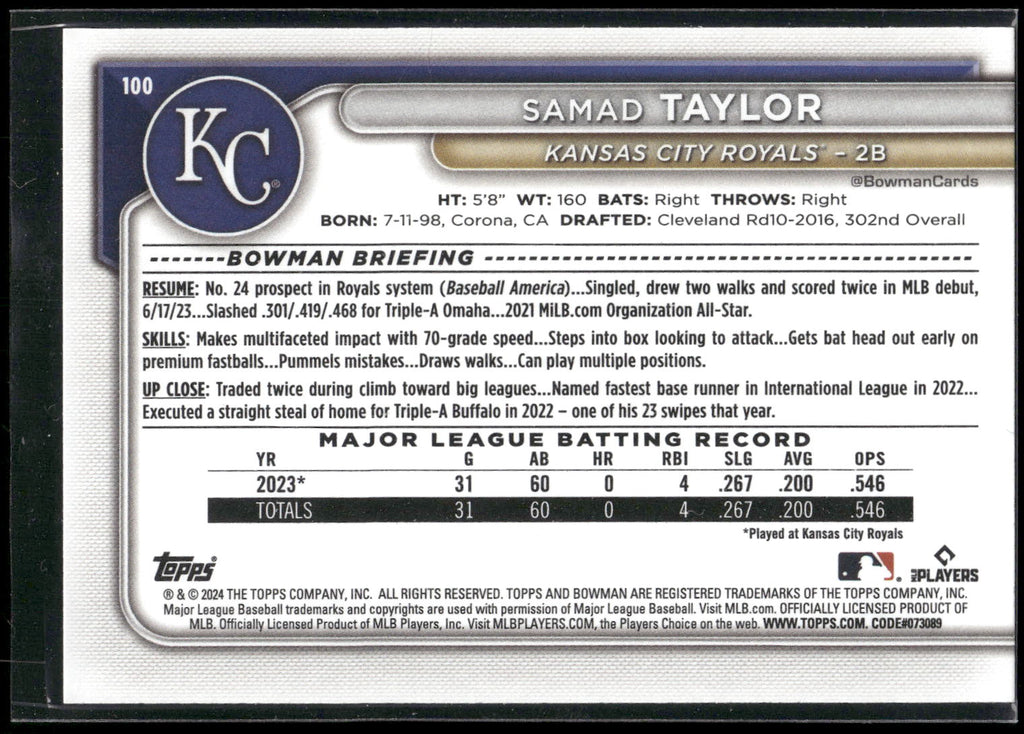 2024 Bowman #100 Samad Taylor