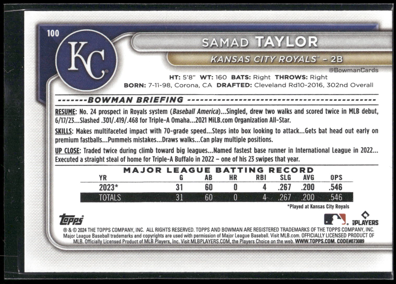 2024 Bowman #100 Samad Taylor