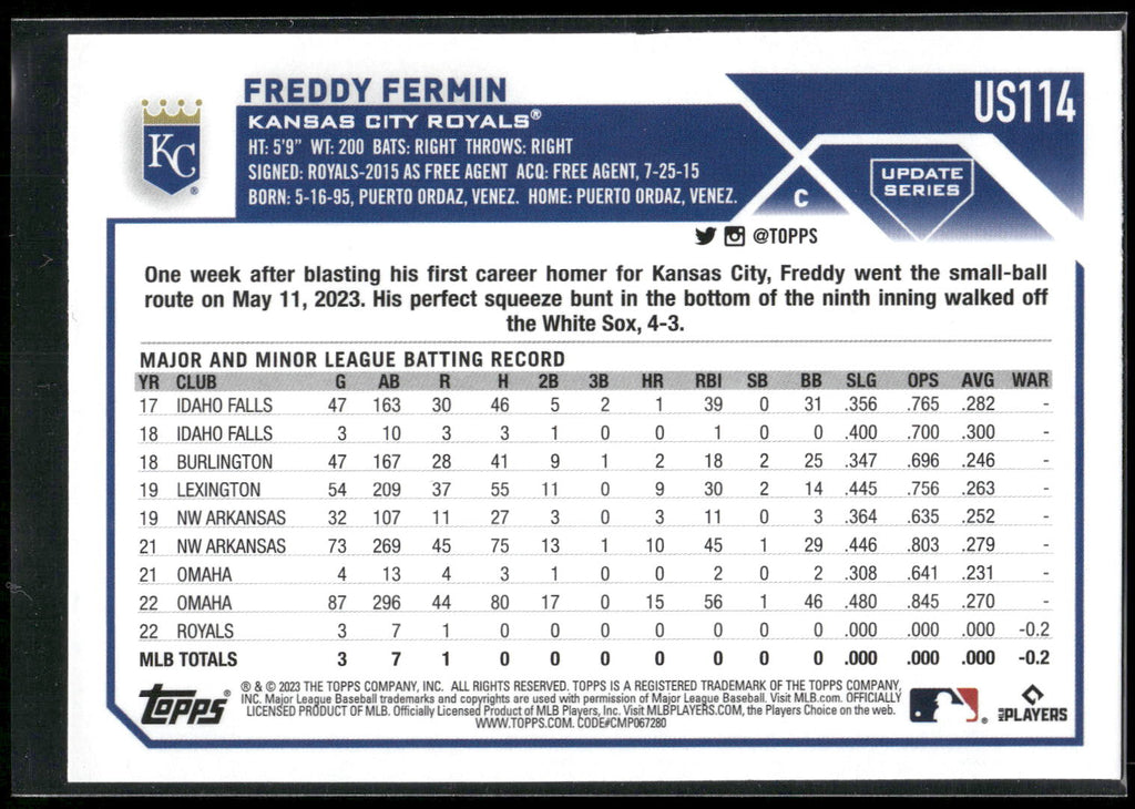 2023 Topps Update #US114 Freddy Fermin