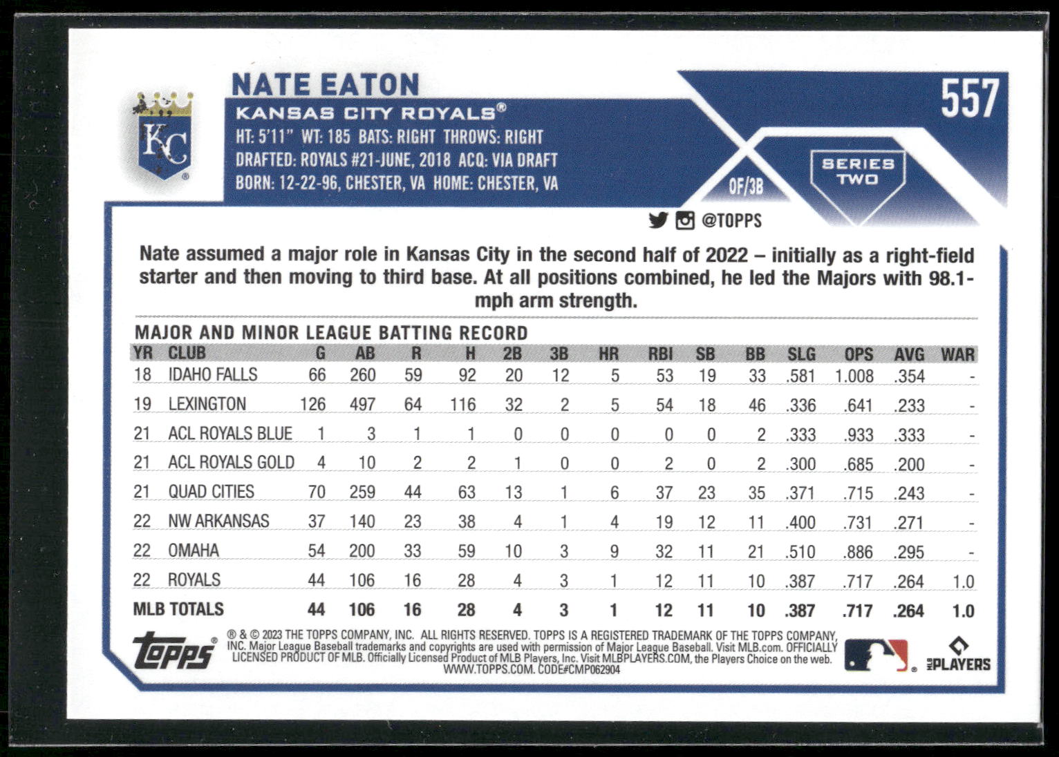 2023 Topps #557 Nate Eaton
