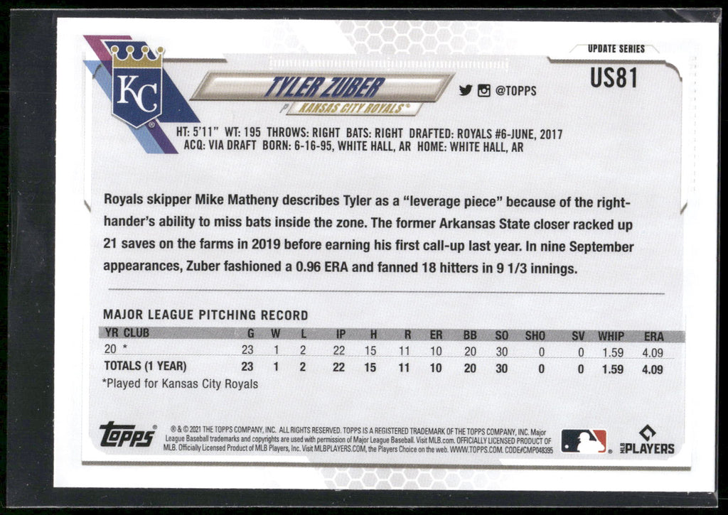 2021 Topps Update #US81 Tyler Zuber