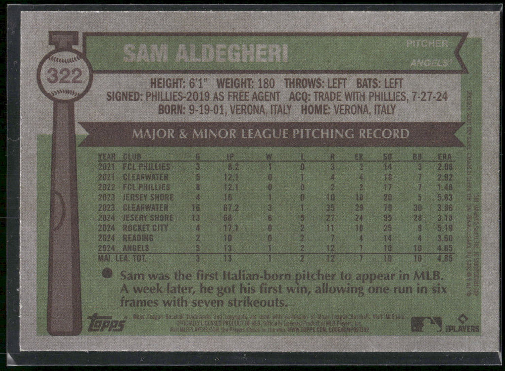2025 Topps Heritage #322 Sam Aldegheri