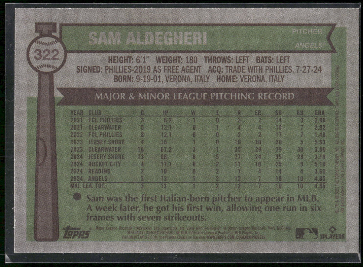 2025 Topps Heritage #322 Sam Aldegheri
