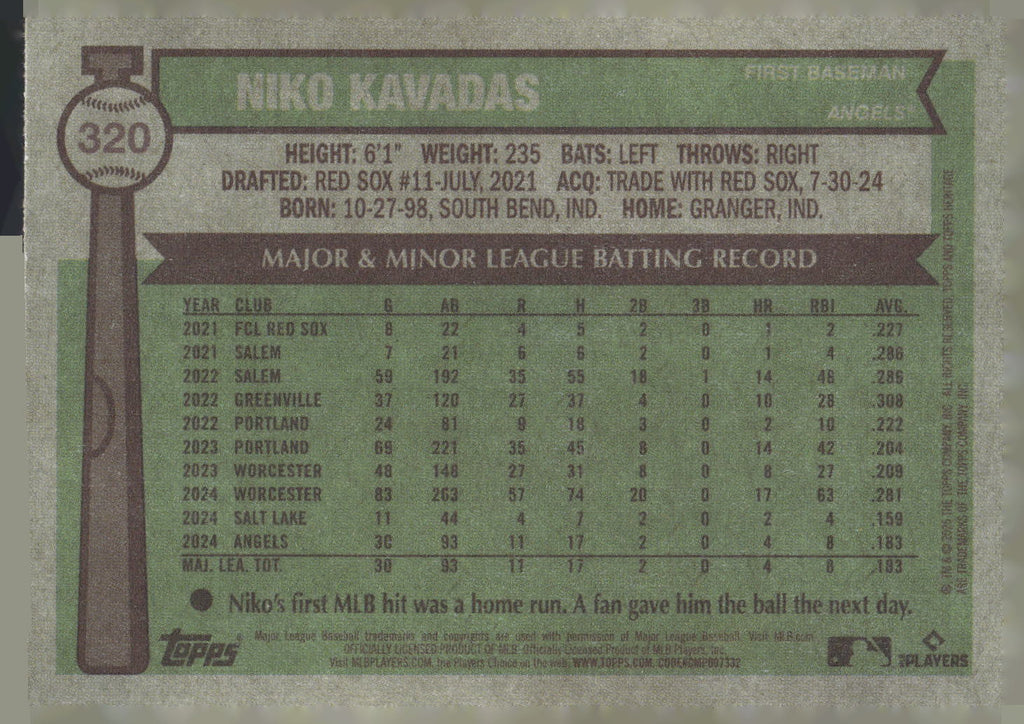 2025 Topps Heritage #320 Niko Kavadas