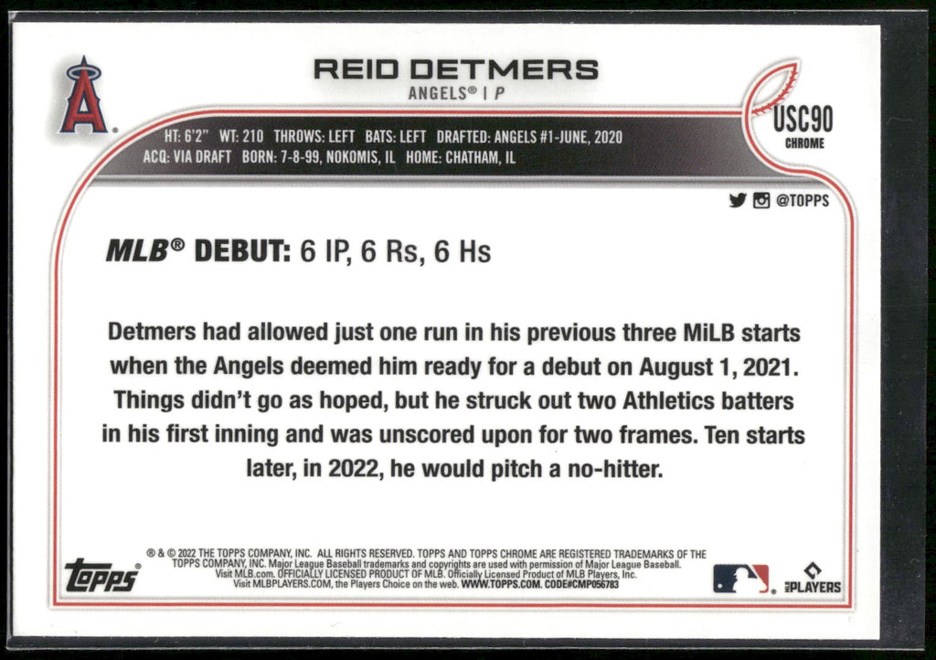 2022 Topps Chrome Update #USC90 Reid Detmers Purple Refractor