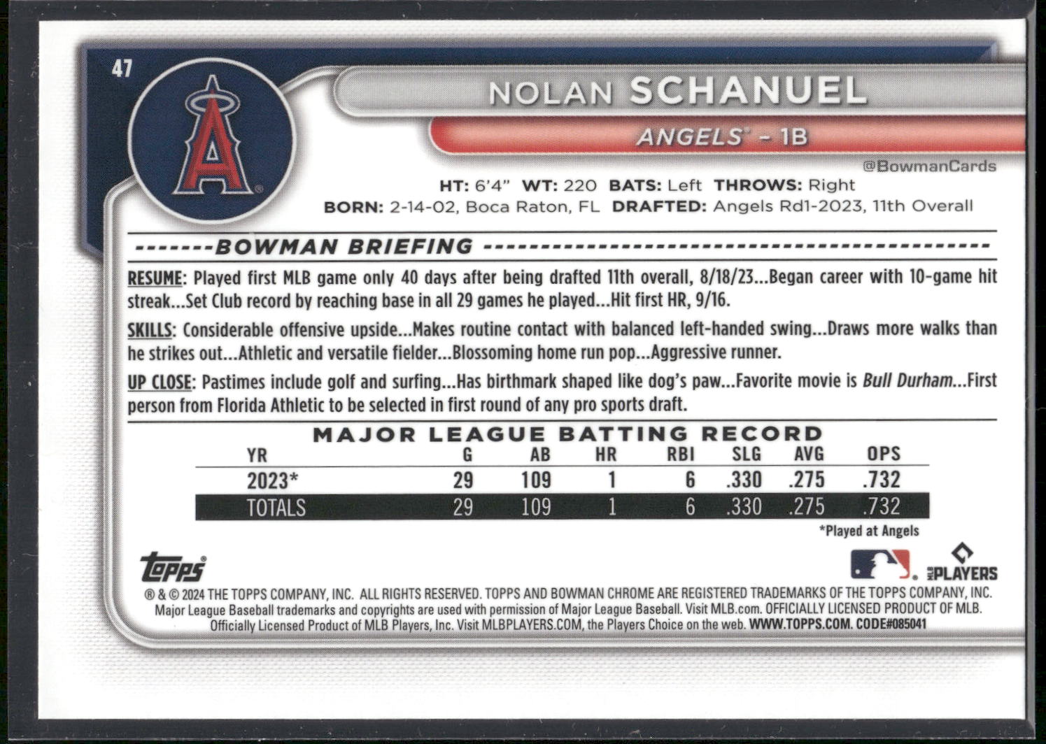 2024 Bowman Chrome #47 Nolan Schanuel