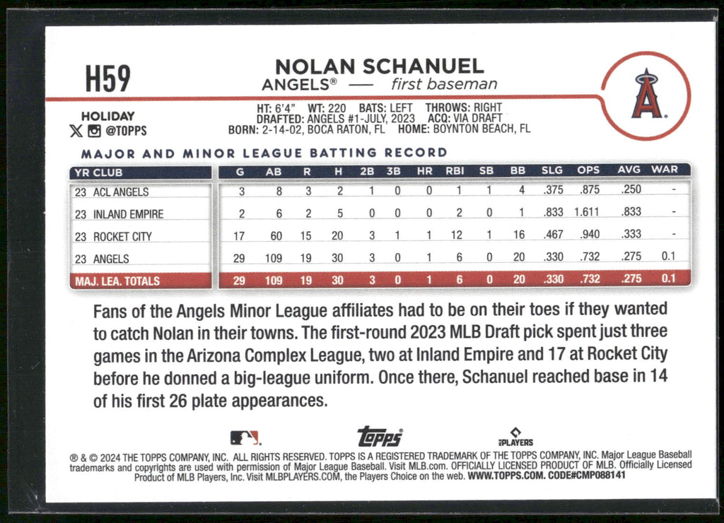 2024 Topps Holiday #H59 Nolan Schanuel