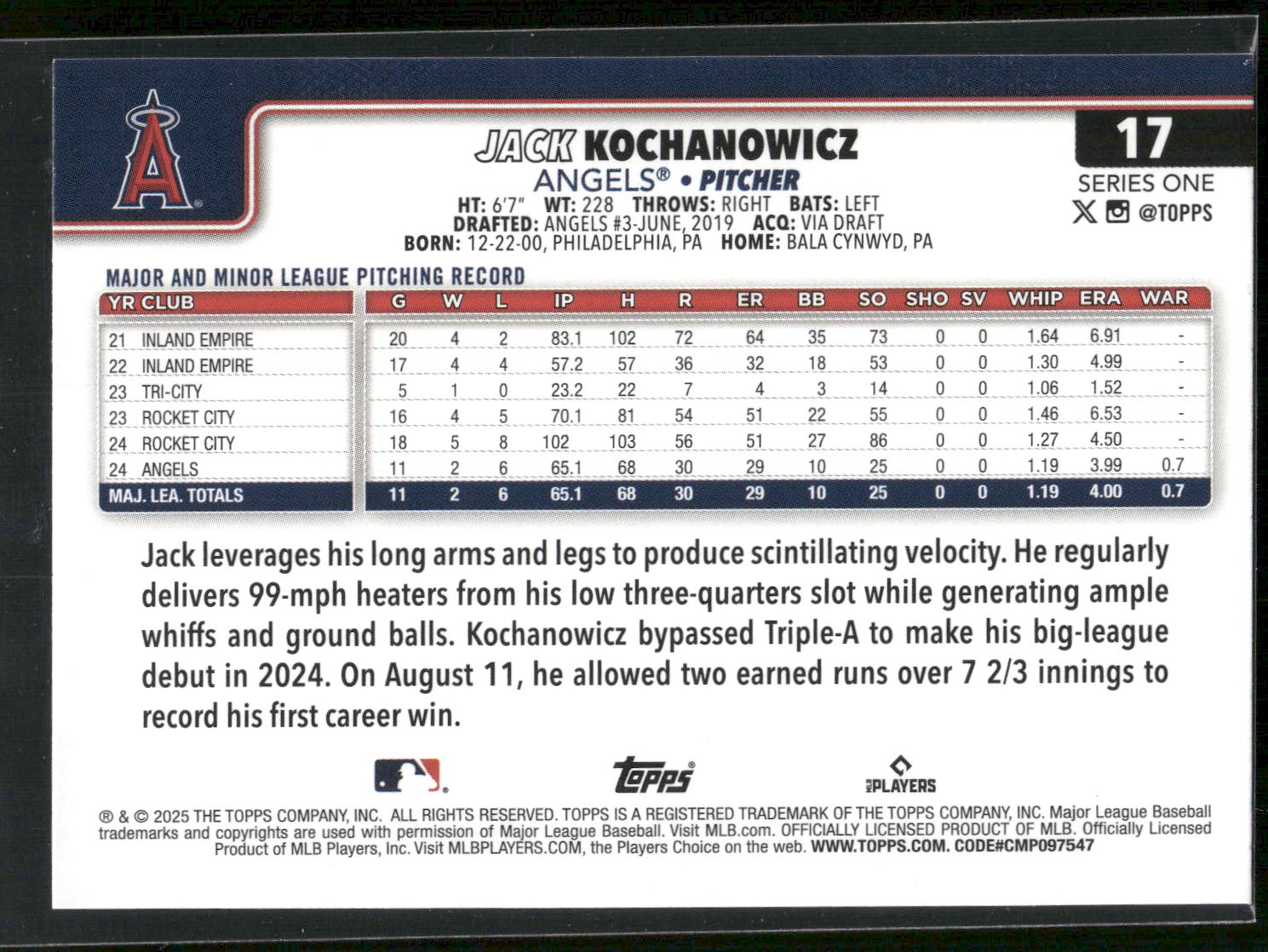 2025 Topps #17 Jack Kochanowicz Sandglitter