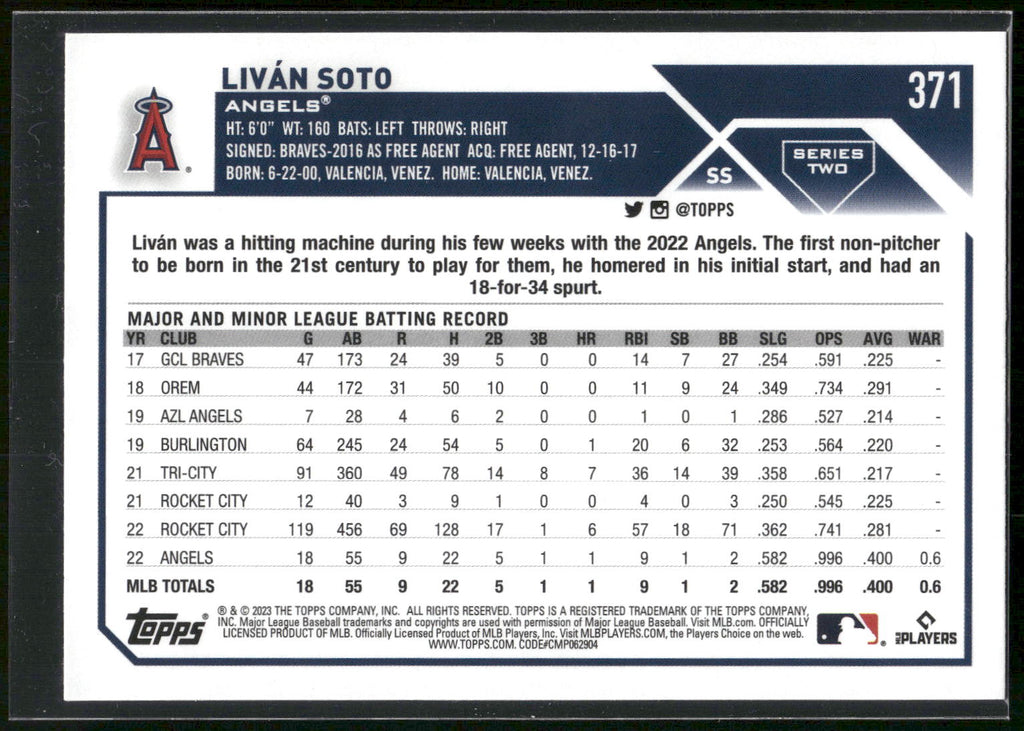 2023 Topps #371 Livan Soto