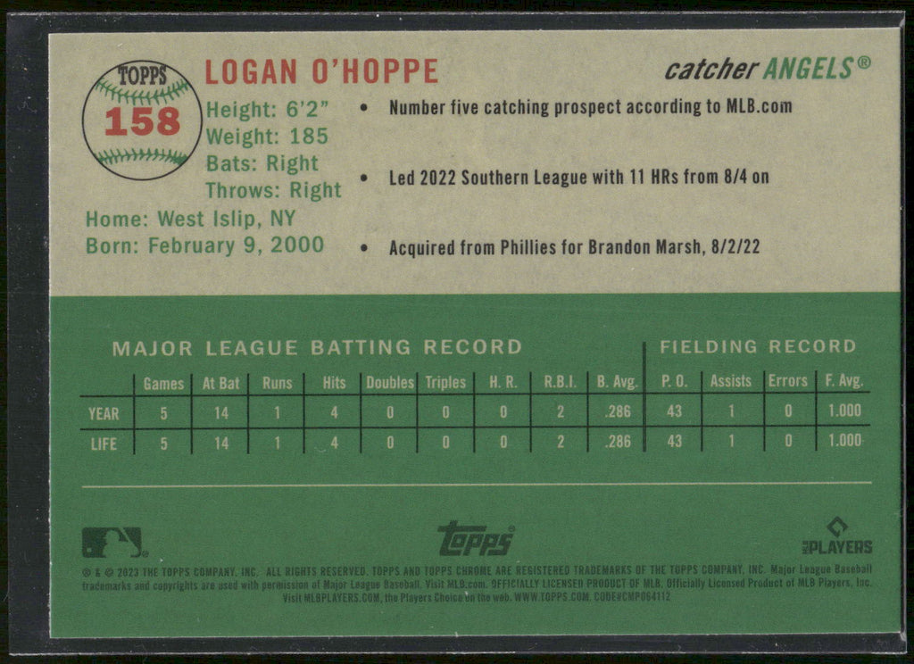2023 Topps Chrome Platinum Anniversary #158 Logan O'Hoppe