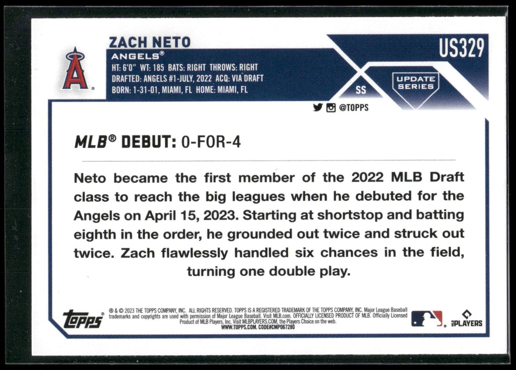 2023 Topps Update #US329 Zach Neto