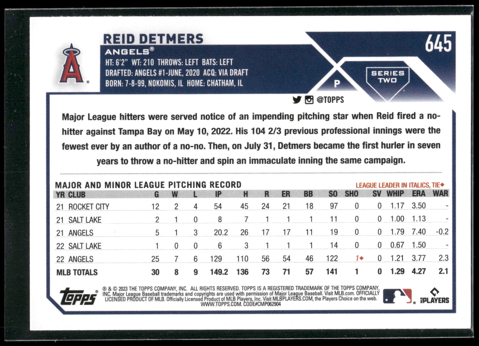2023 Topps #645 Reid Detmers